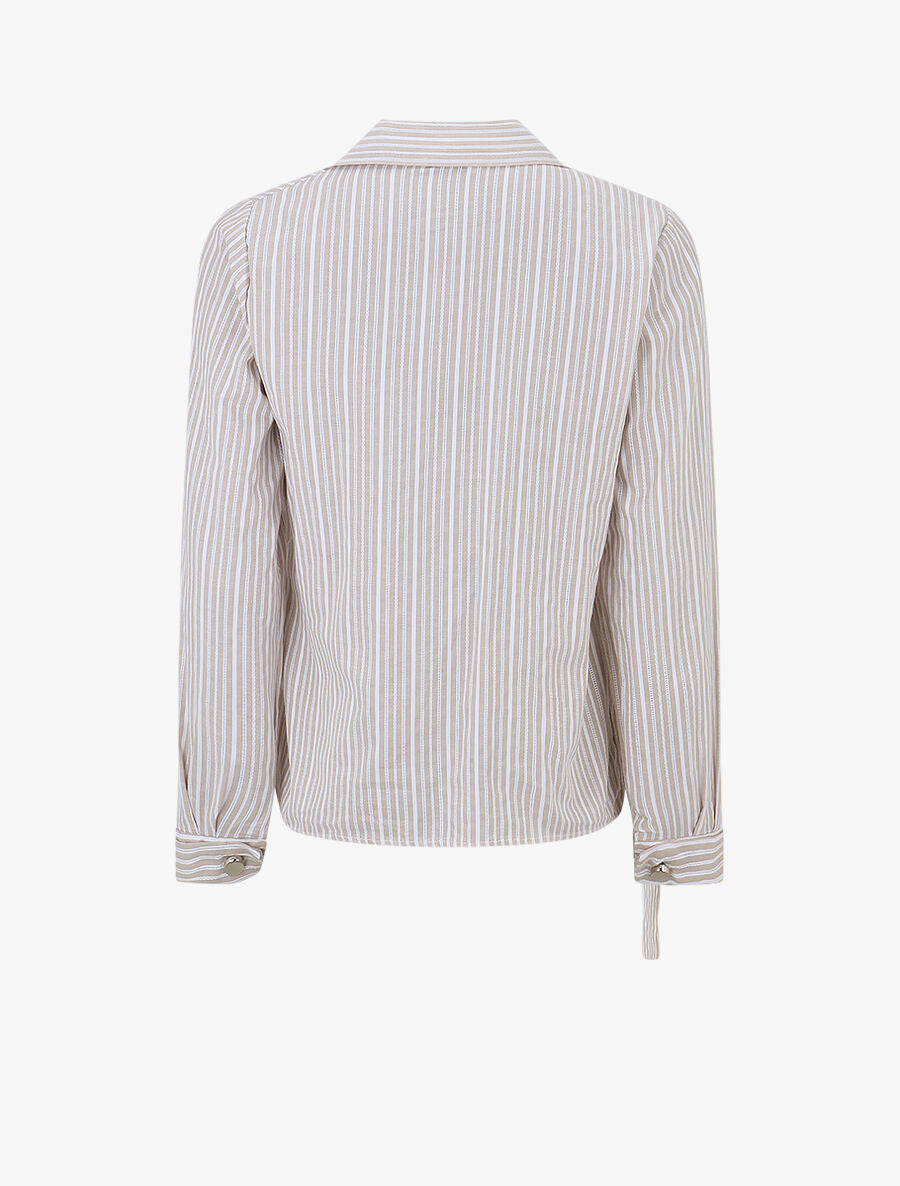 Blouse cache-coeur à rayures - Beige - 2