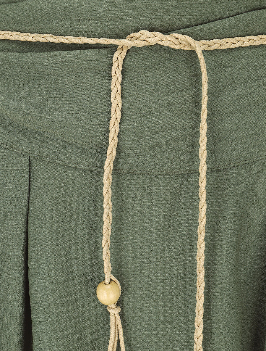 Jupe longue taille haute coupe évasée - Kaki - 3