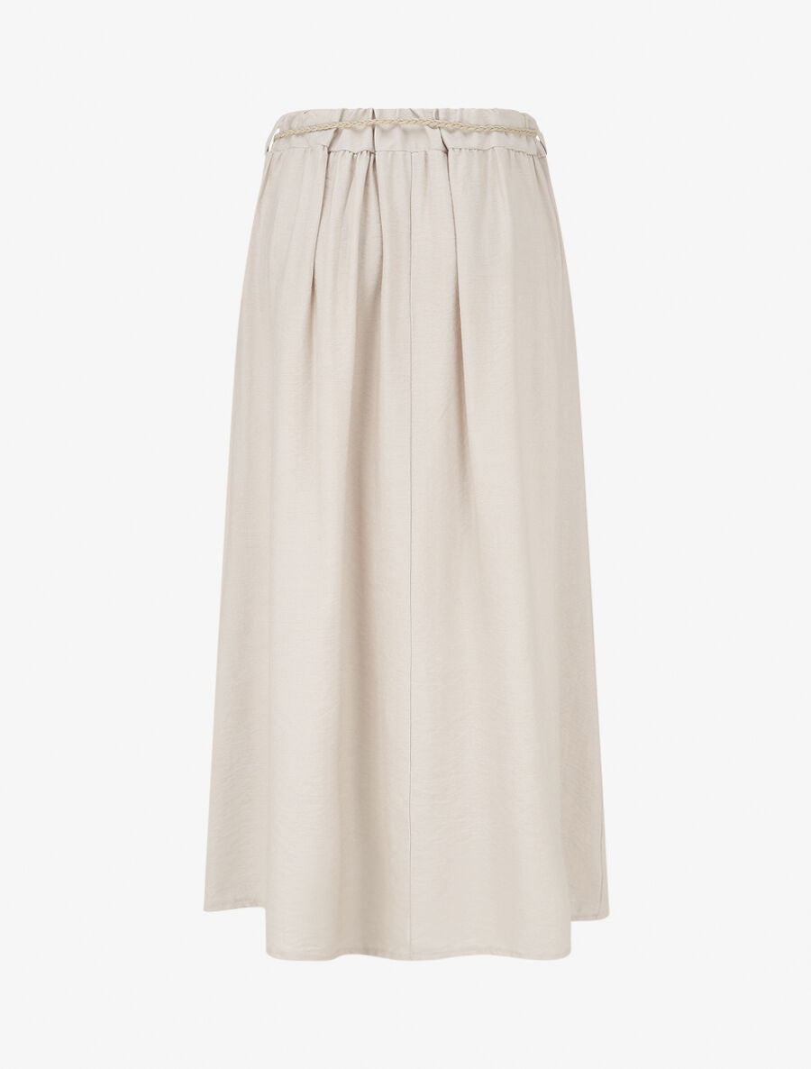 Jupe longue taille haute coupe évasée - Beige - 2