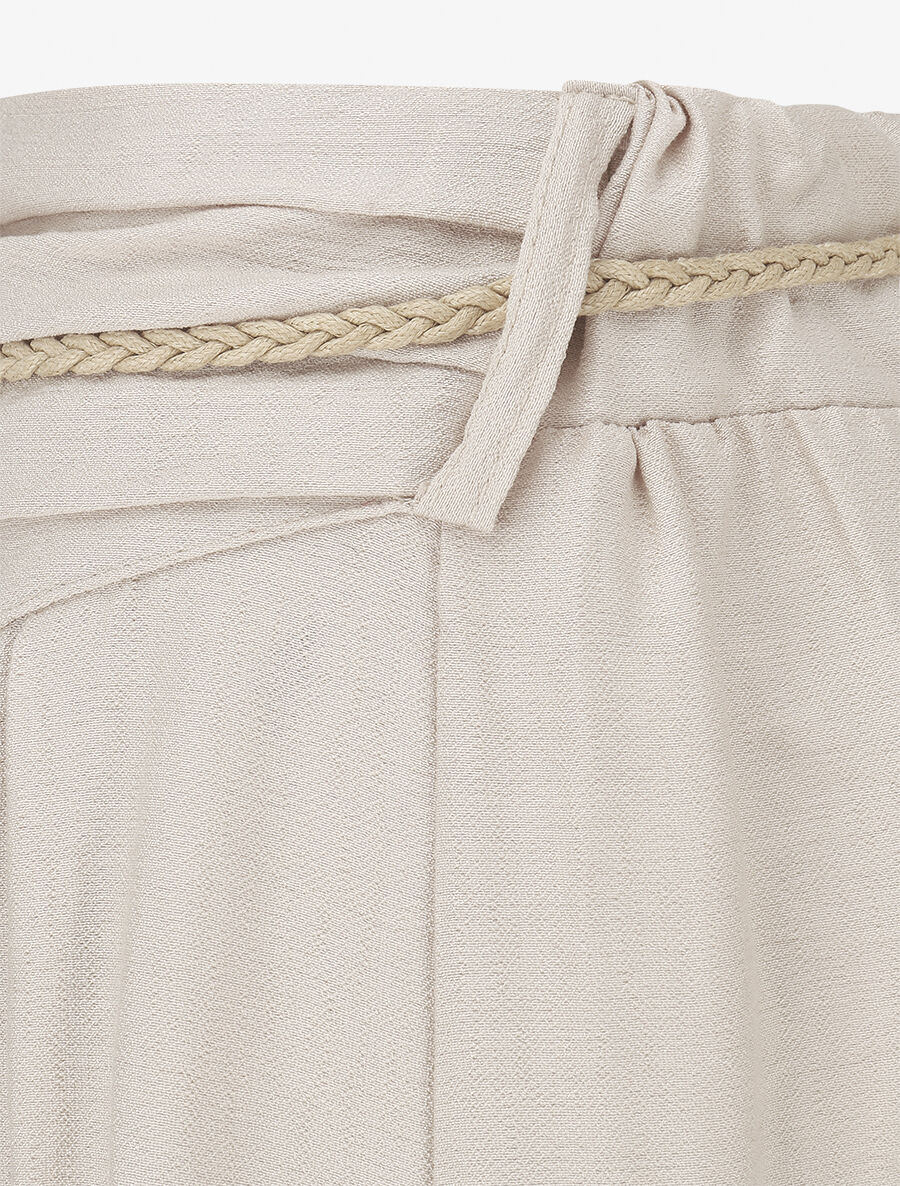 Jupe longue taille haute coupe évasée - Beige - 3