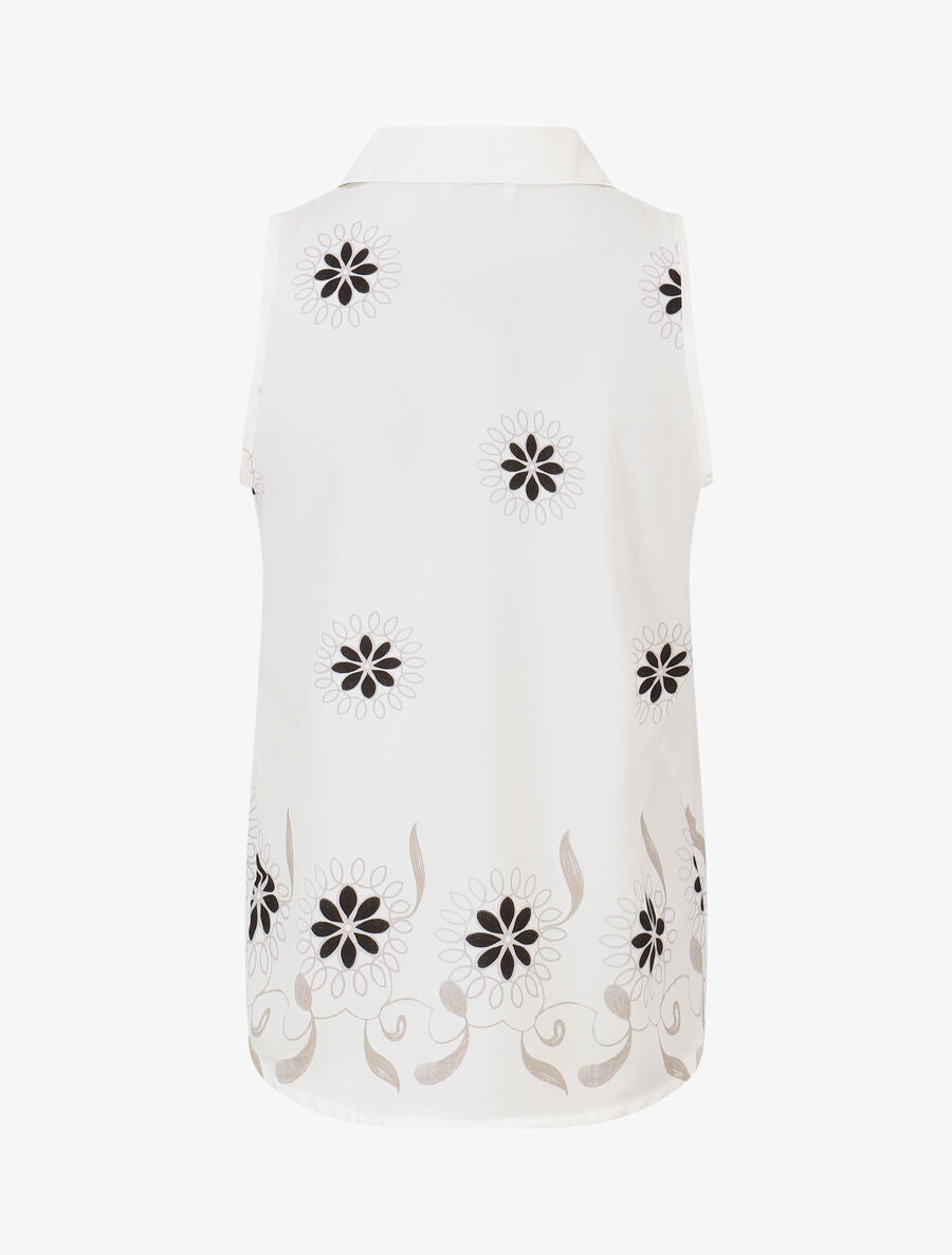 Chemise sans manches imprimé floral - Blanc - 2