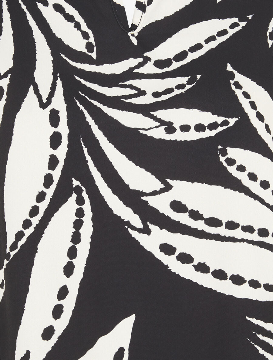 Top imprimé graphique à épaules volantées - Noir - 3