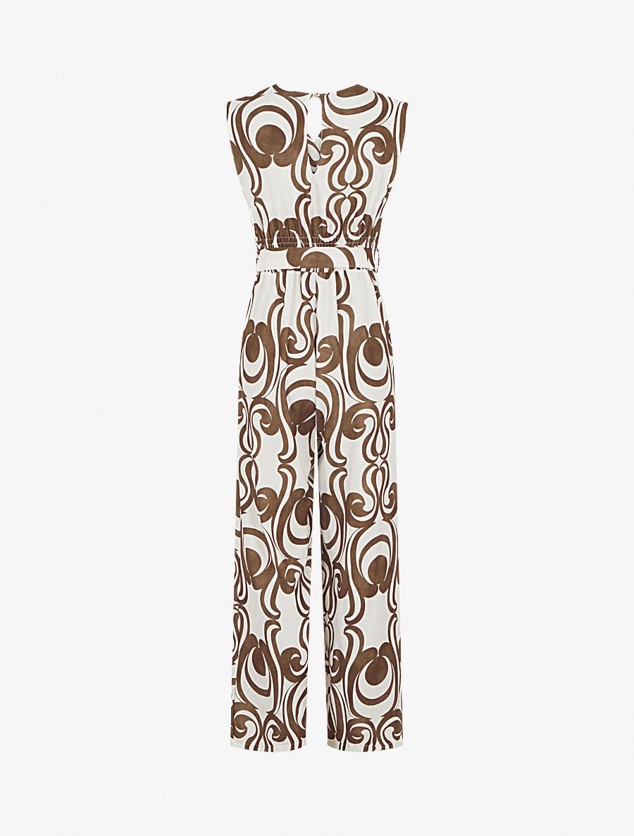 Combinaison droite sans manches imprimé graphique - Marron - 2