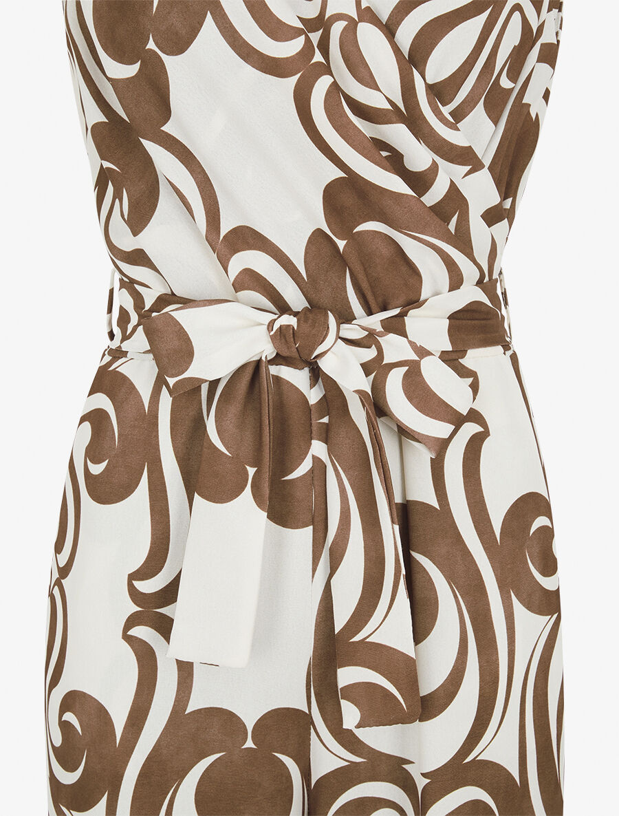 Combinaison droite sans manches imprimé graphique - Marron - 3