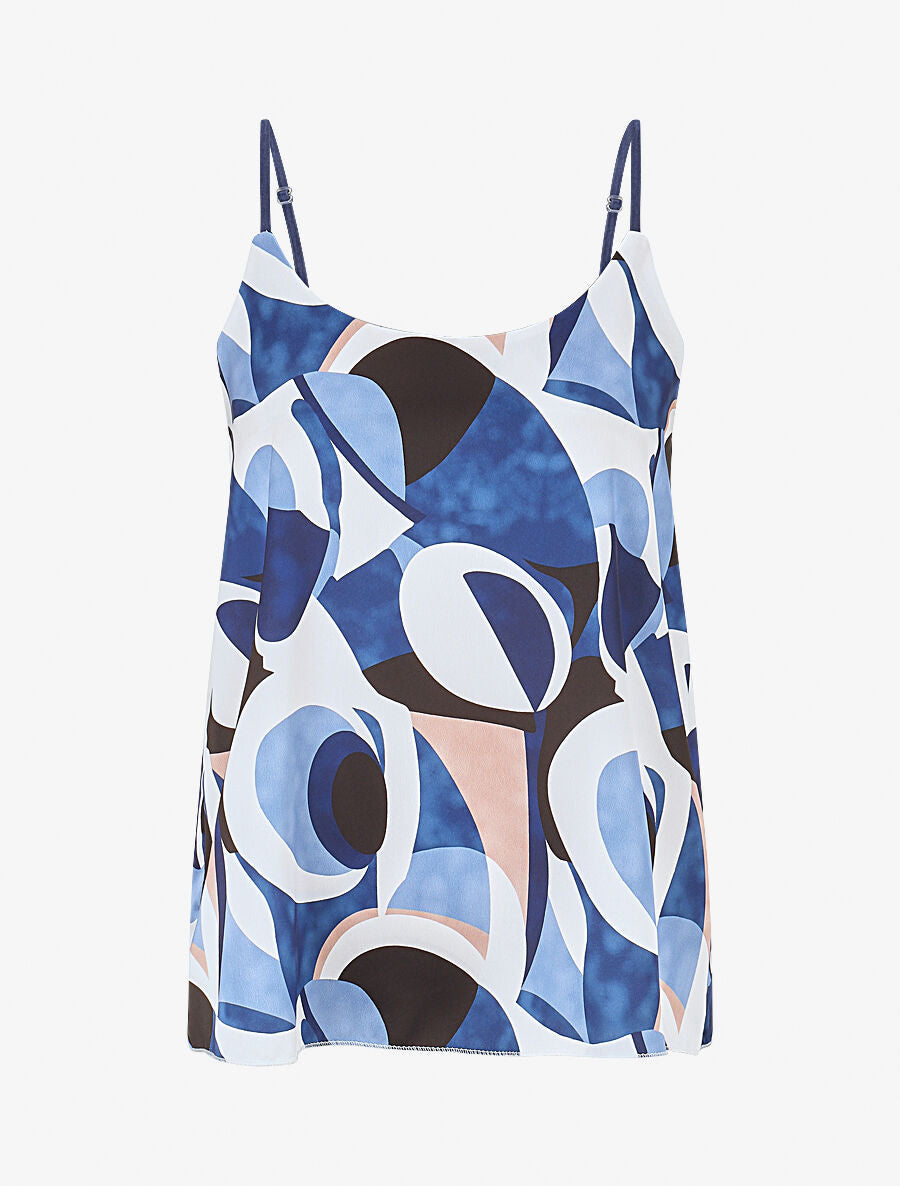 Caraco droit à imprimé abstrait - Marine - 1