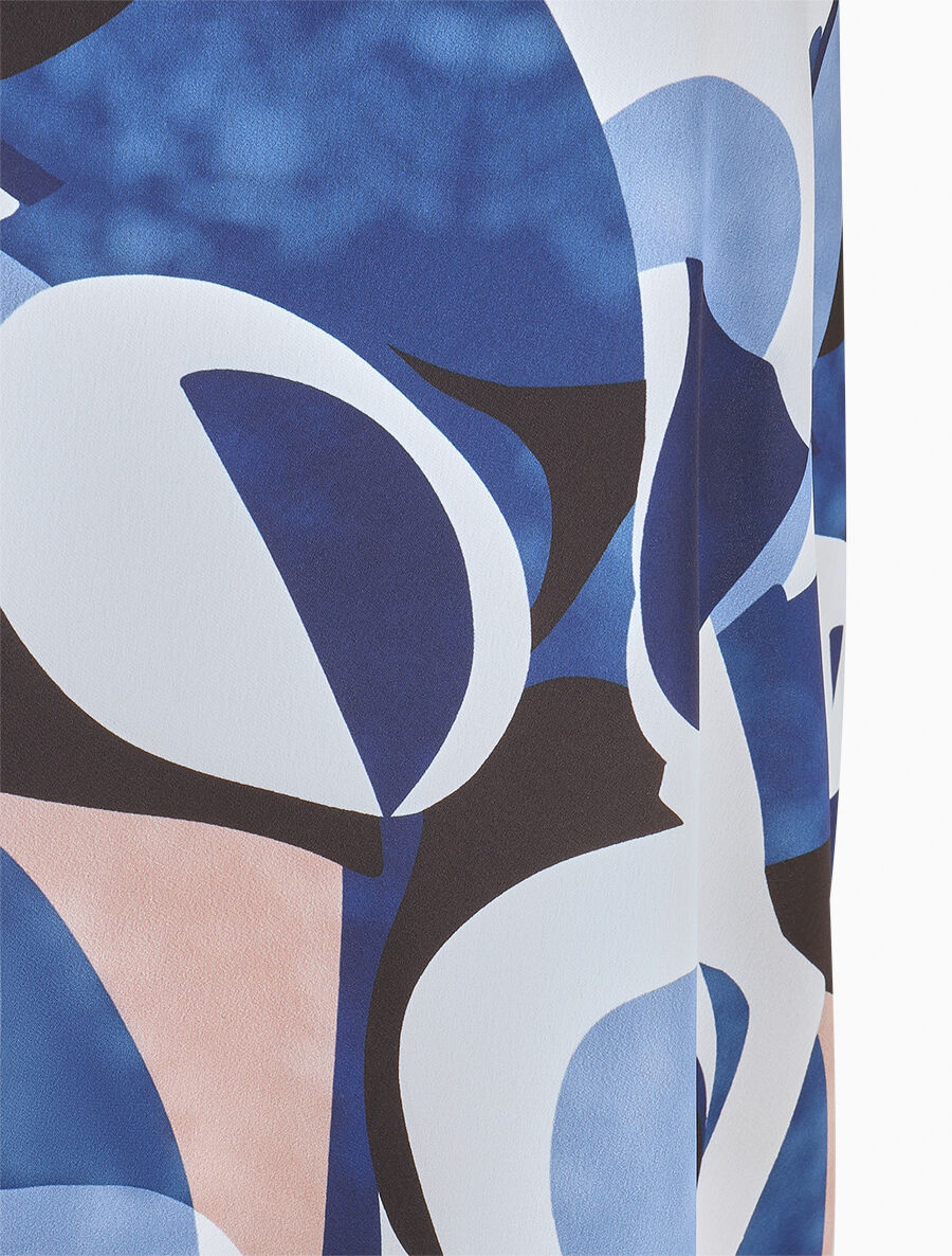 Caraco droit à imprimé abstrait - Marine - 3