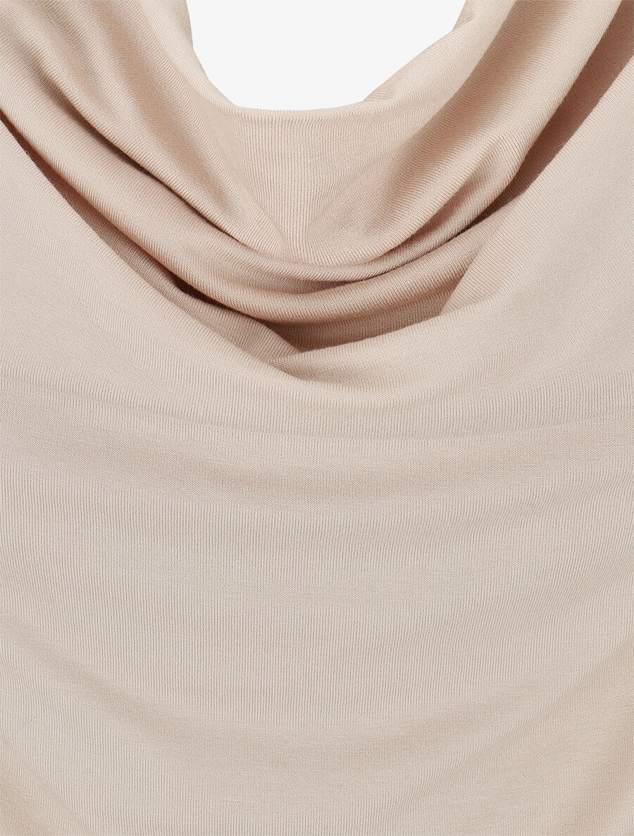 Top droit manches courtes et col bénitier - Beige - 3