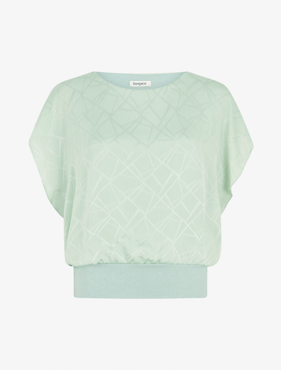 Top droit en voile à manches courtes - Vert pastel - 1