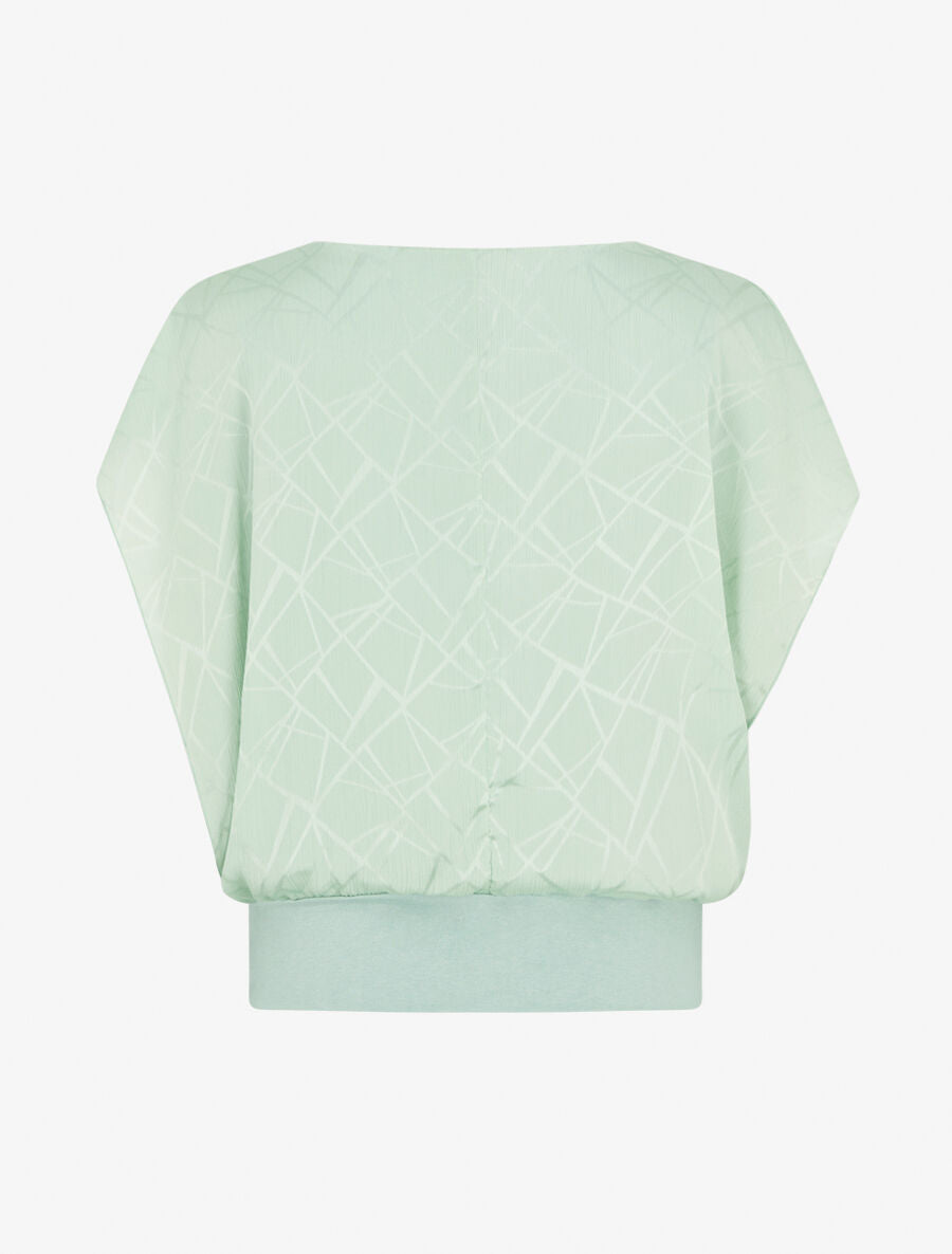 Top droit en voile à manches courtes - Vert pastel - 2