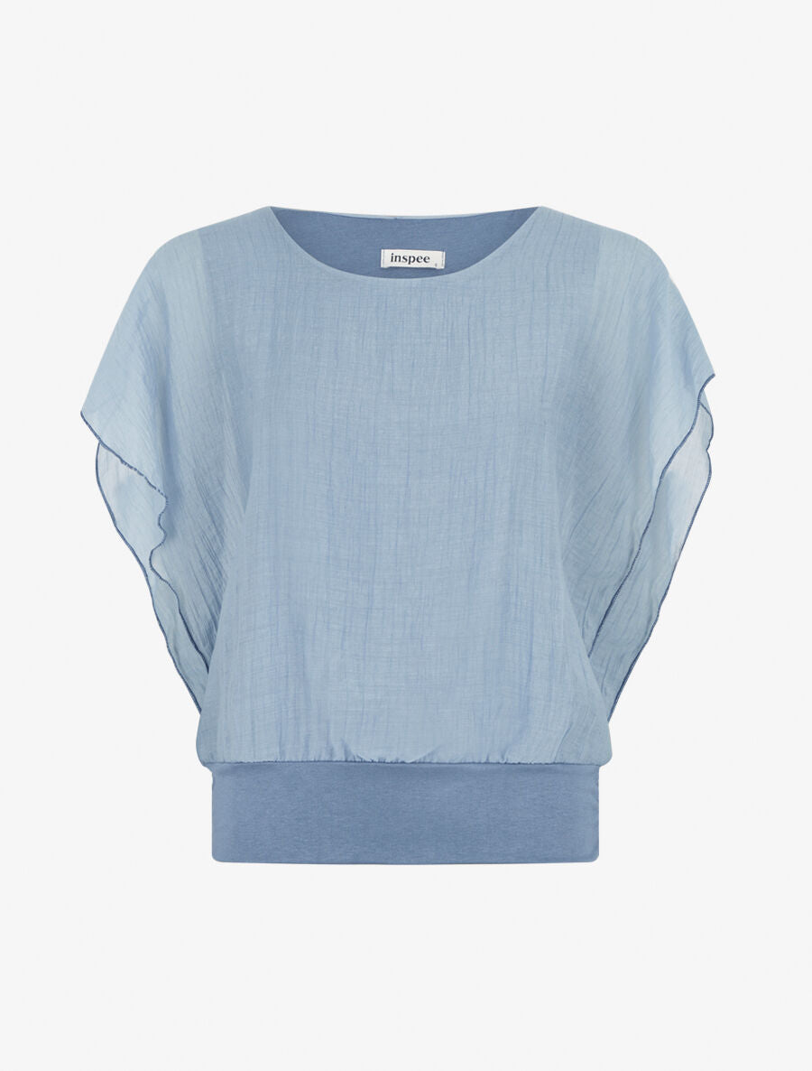 Top droit texturé manches courtes - Bleu clair - 1