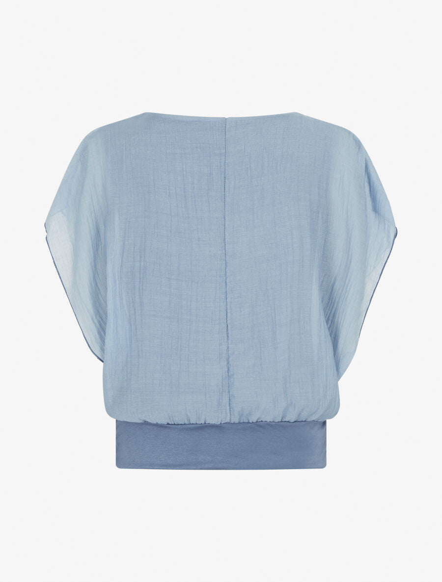 Top droit texturé manches courtes - Bleu clair - 2