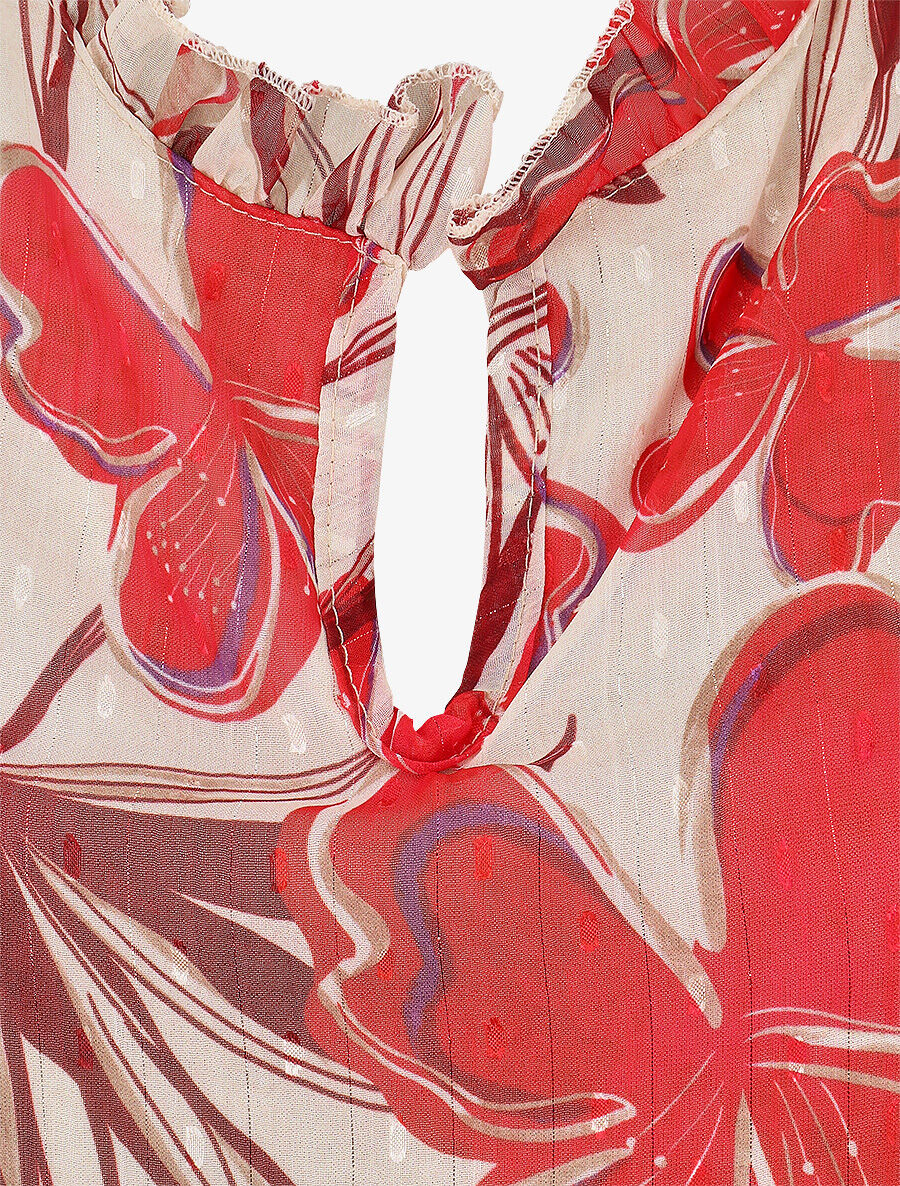 Top sans manches irisé imprimé fleuri - Rouge - 3