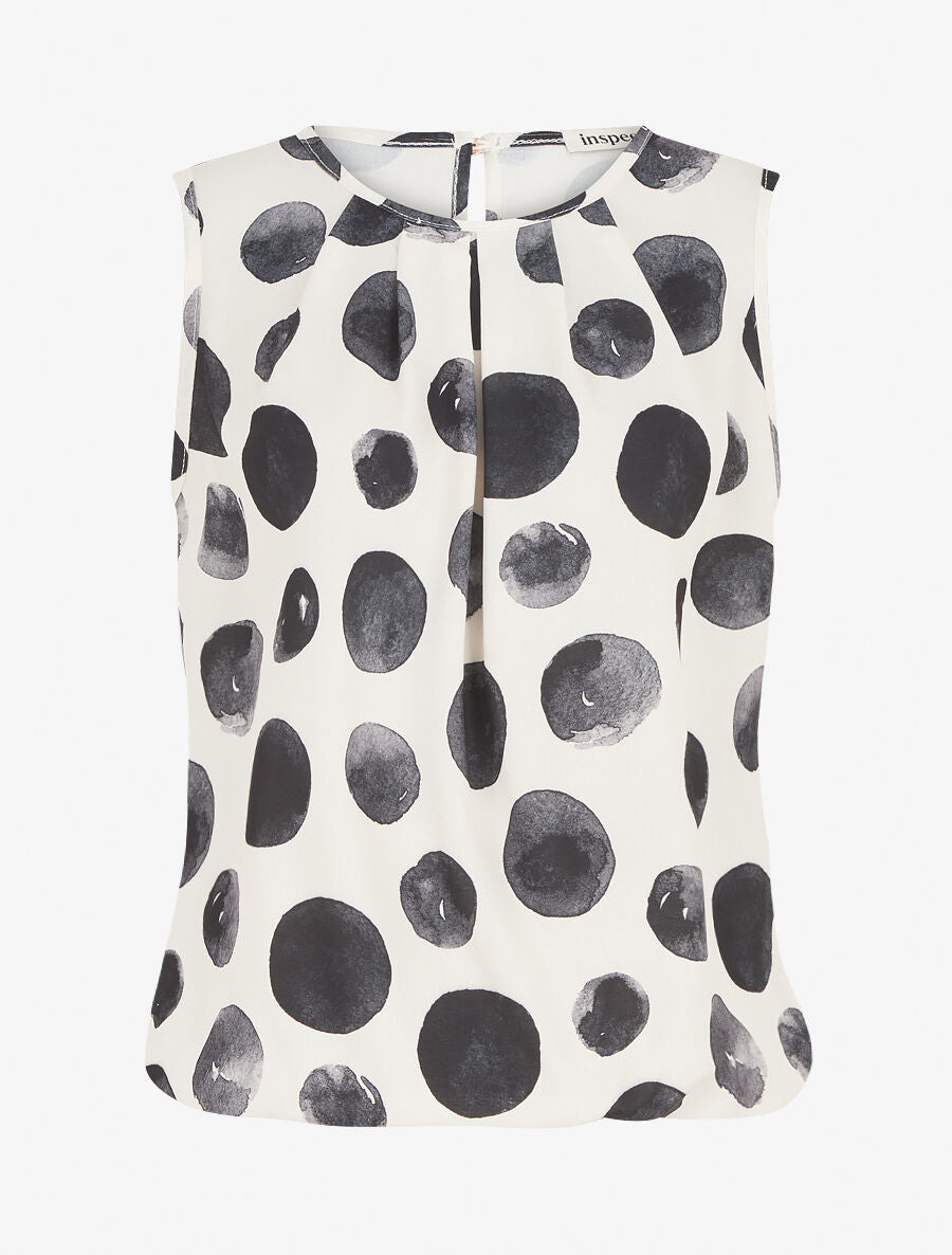 Top sans manches imprimé ronds - Noir - 4