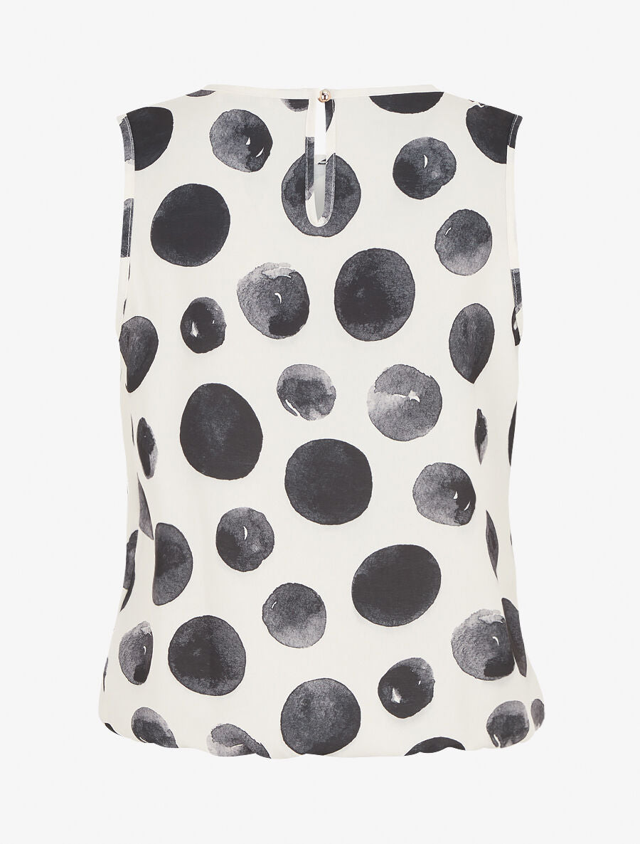 Top sans manches imprimé ronds - Noir - 2