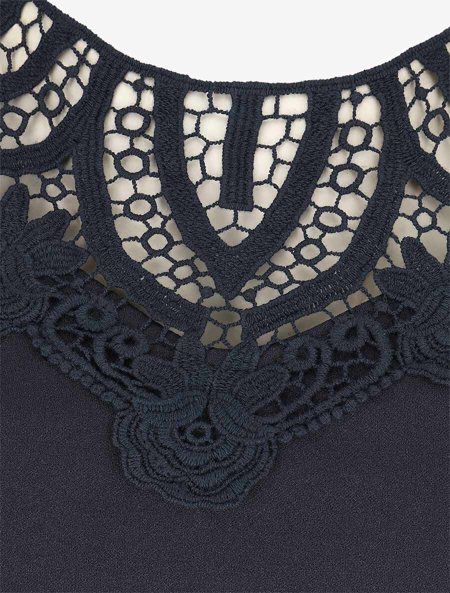 Robe moulante à buste dentelle - Marine - 3
