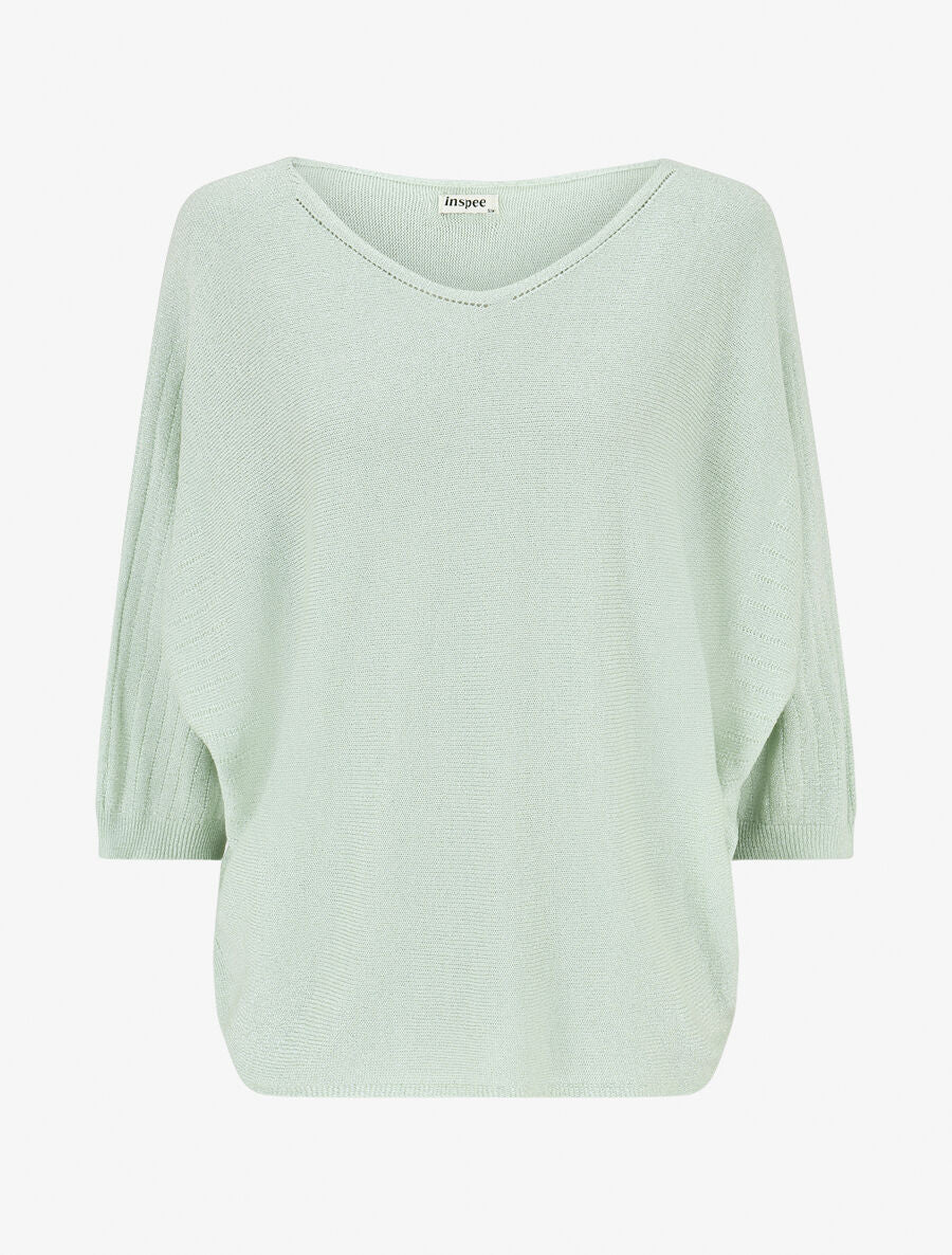 Pull irisé à manches style chauves-souris - Vert d&