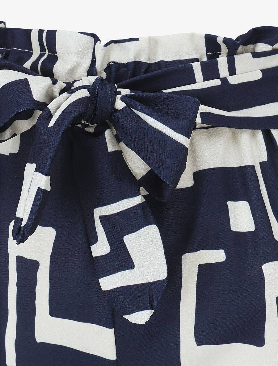 Pantalon fluide à imprimé graphique - Marine - 3