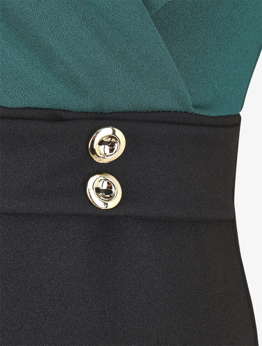 Robe fourreau à taille cintrée - Vert - 3