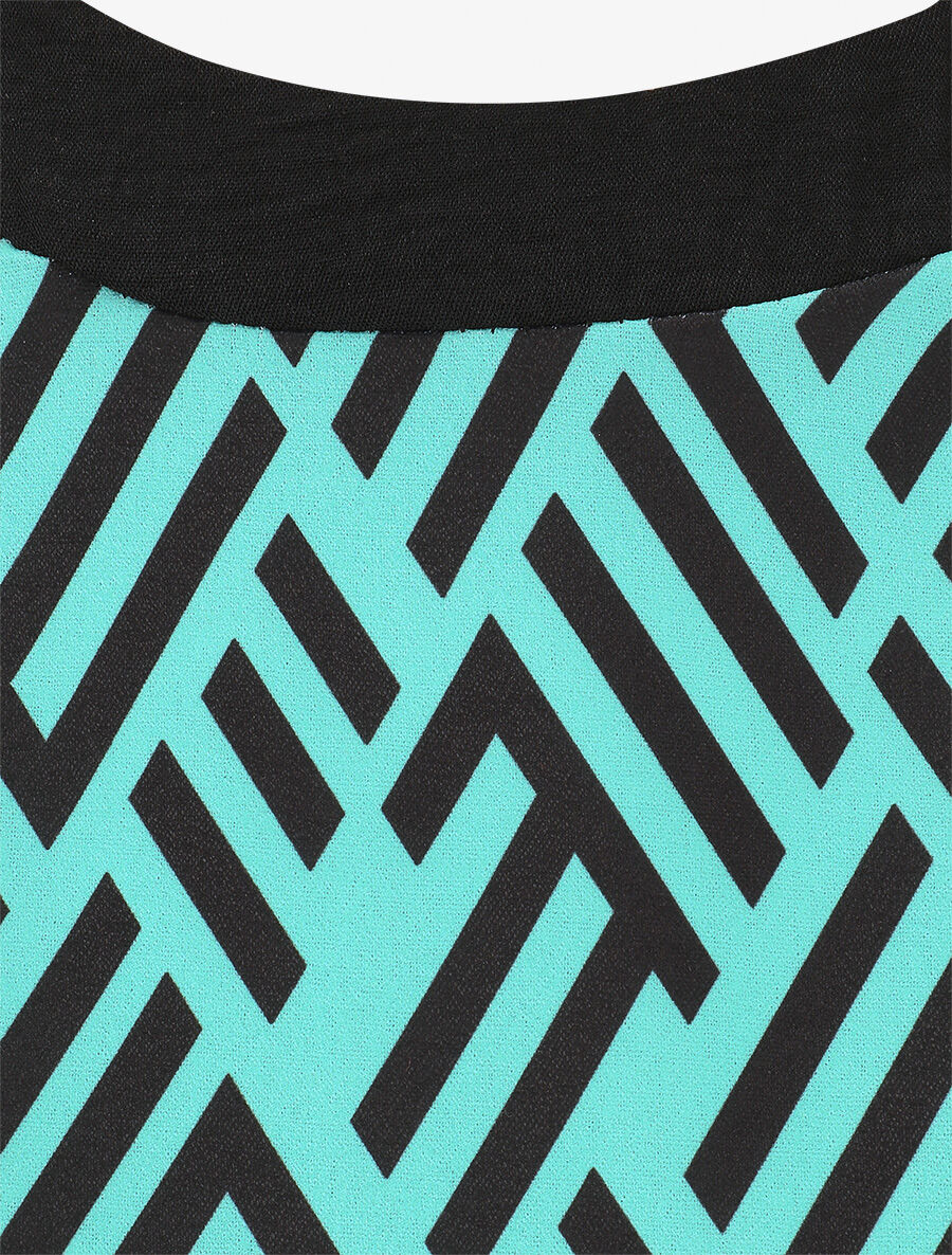Top imprimé graphique à manches courtes en dentelle - Turquoise - 3