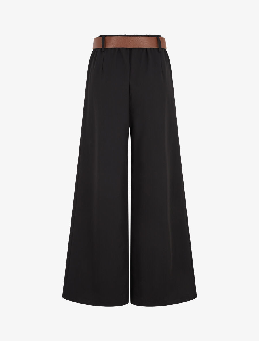 Pantalon long uni élastiqué - Noir - 2