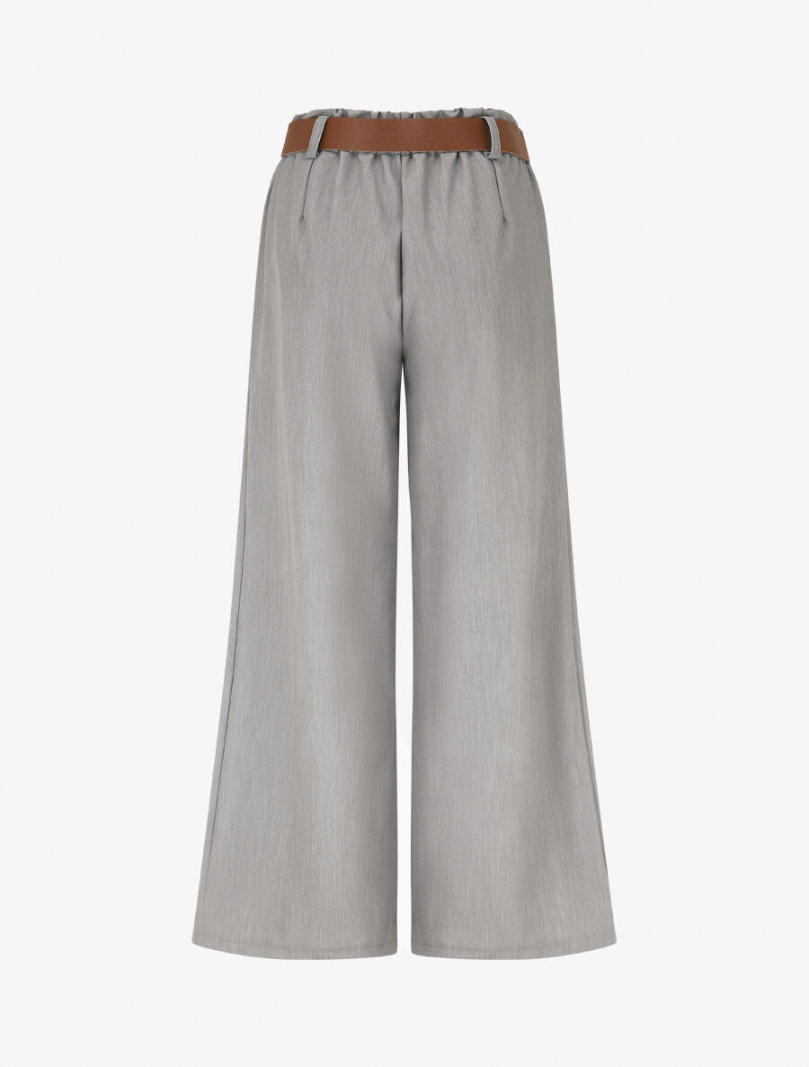 Pantalon long uni élastiqué - Gris - 2