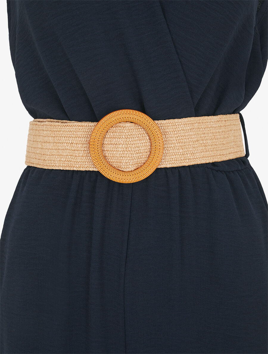 Combinaison ceinturée sans manches coupe droite - Marine - 3