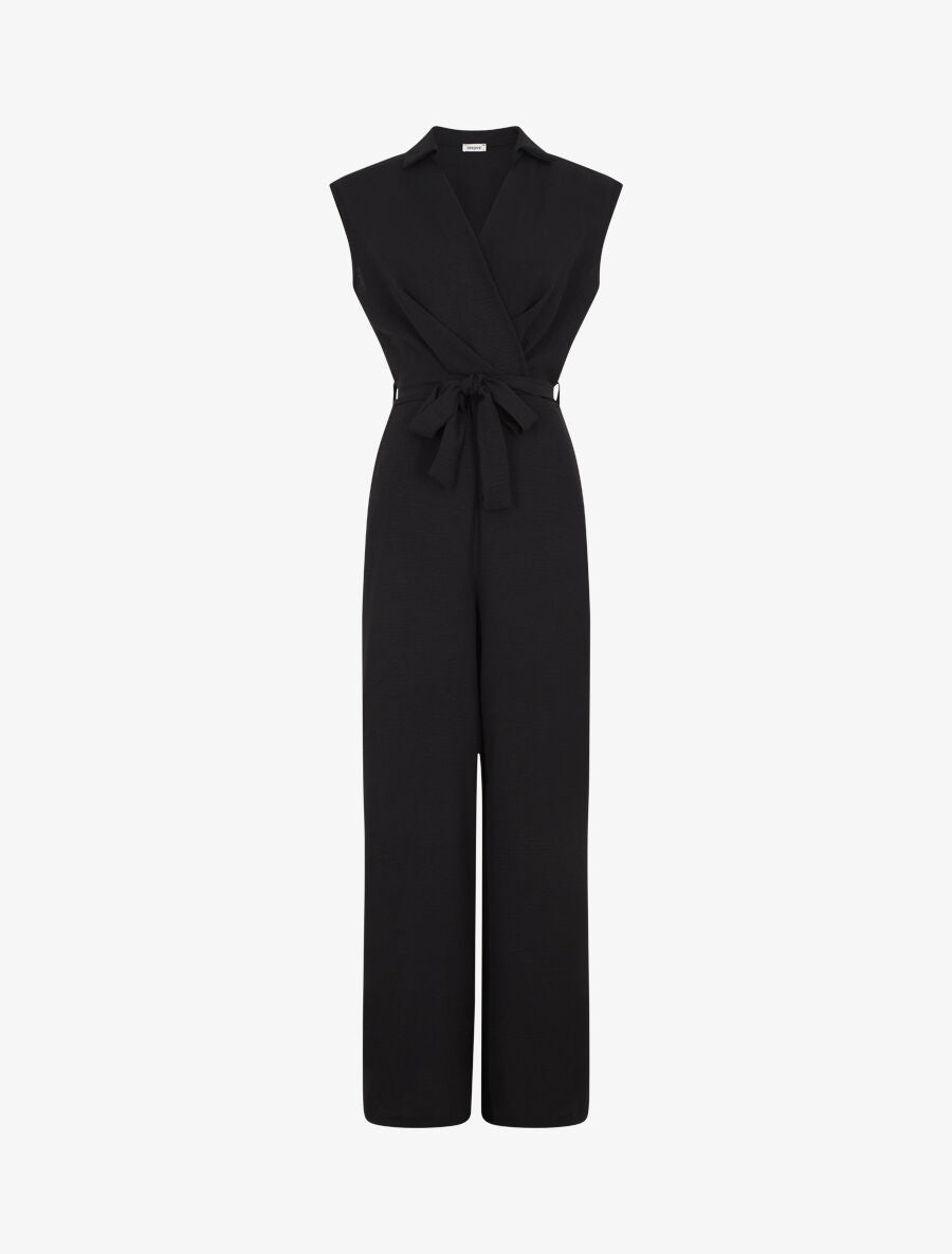 Combinaison sans manches unie coupe droite - Noir - 1