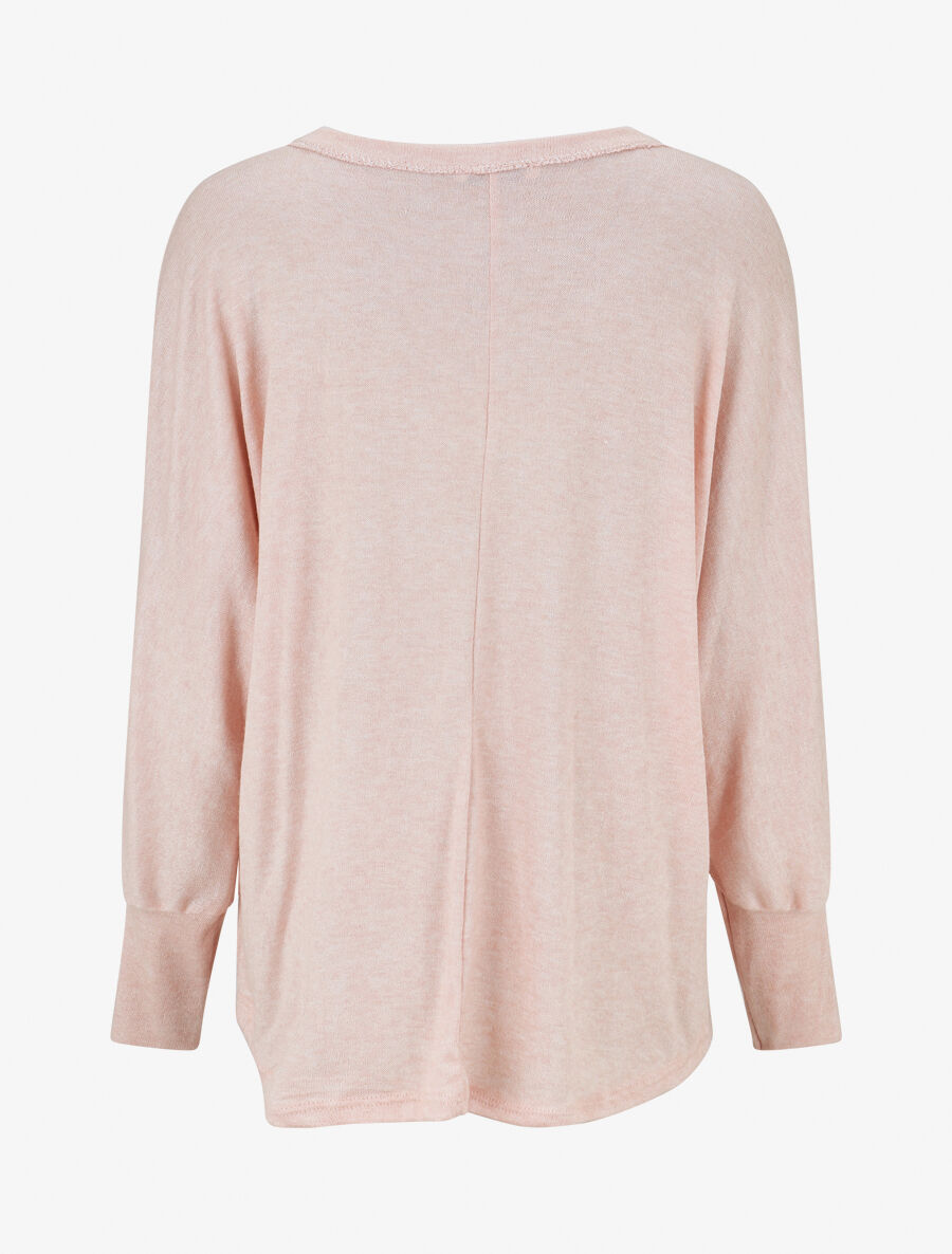 Pull fin droit flocage stylisé irisé - Rose - 2