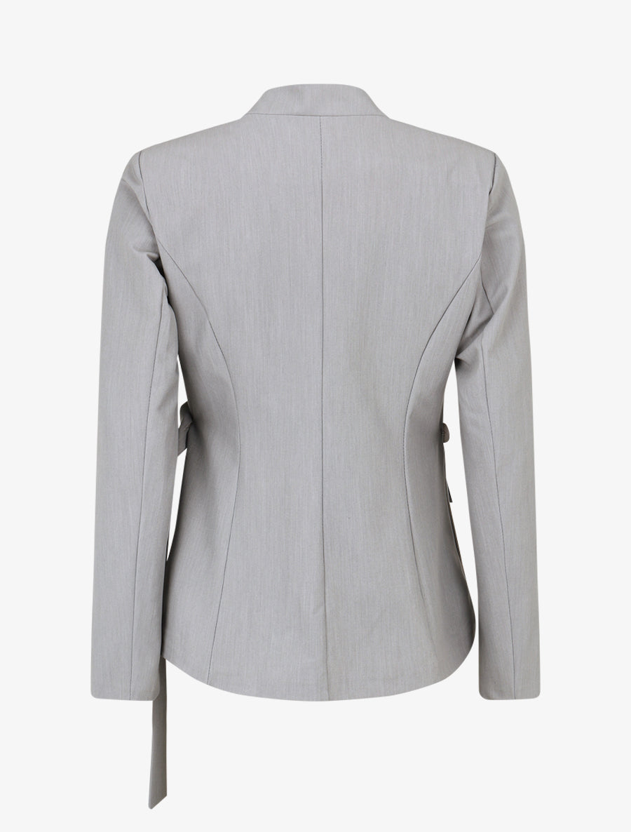 Veste droite unie à liens - Gris - 2