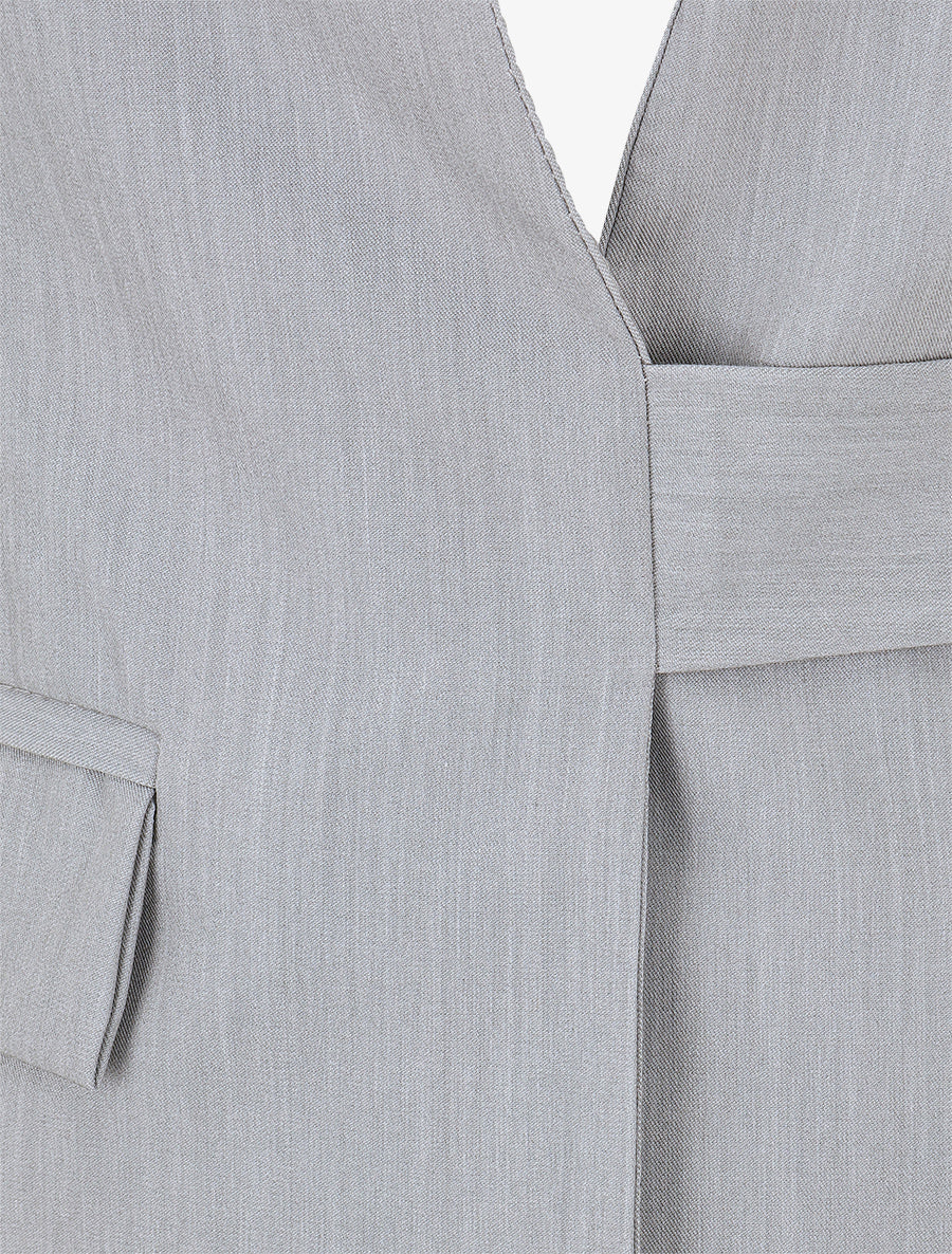 Veste droite unie à liens - Gris - 3