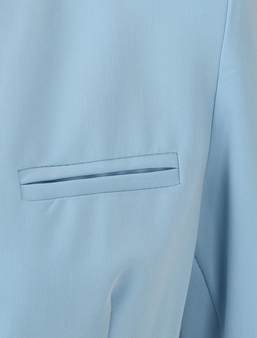 Veste droite unie à liens - Bleu ciel - 3