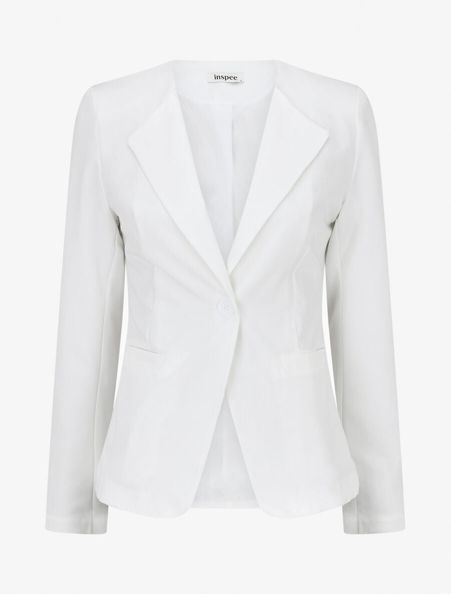 Veste unie boutonnée - Blanc - 4