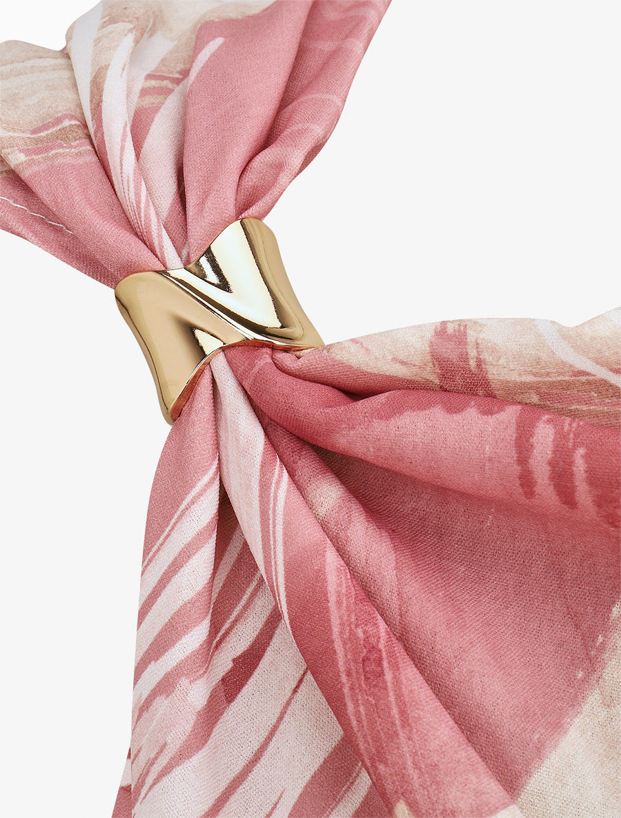 Top imprimé abstrait à empiècement bijou - Vieux rose - 3