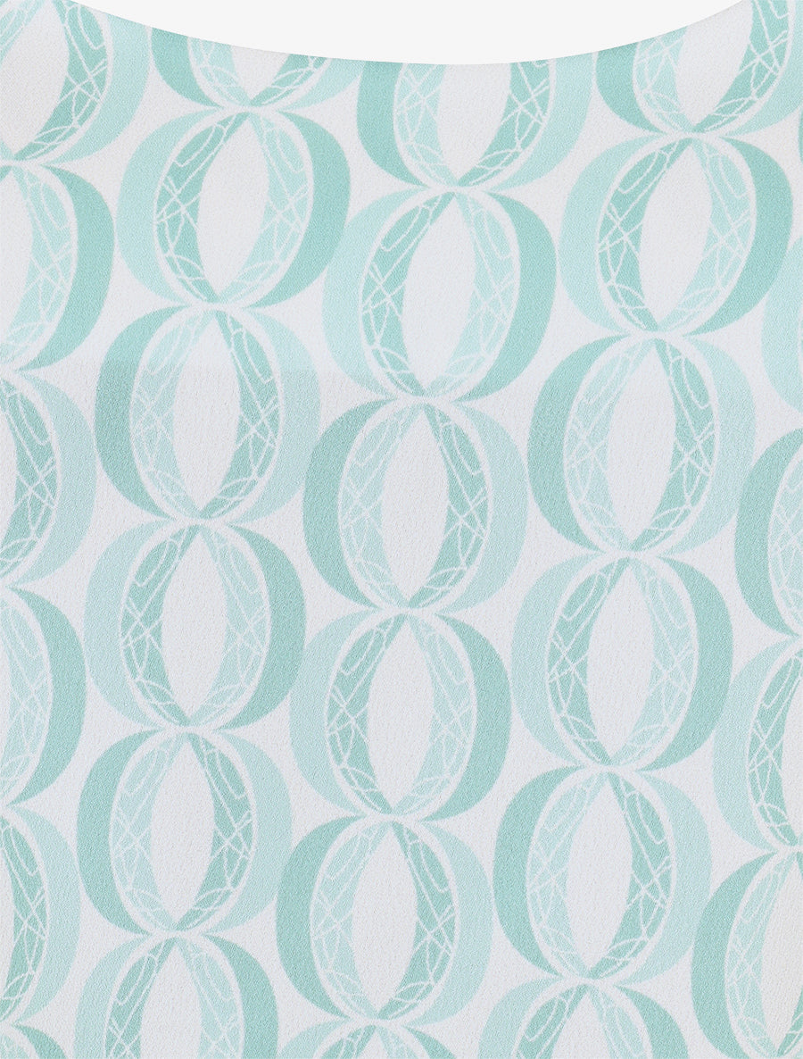 Caraco satiné imprimé graphique - Vert d&