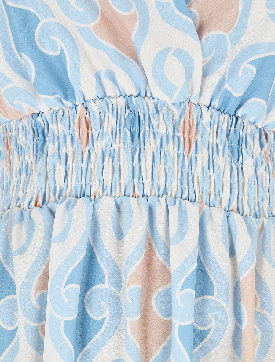 Robe dos nu imprimé graphique - Bleu ciel - 3