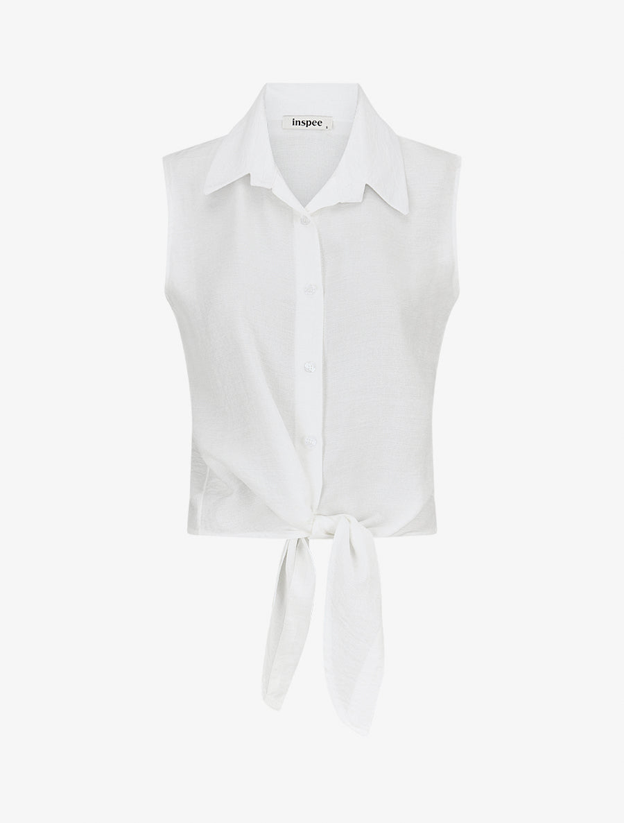 Chemise sans manches à nouer - Blanc - 1