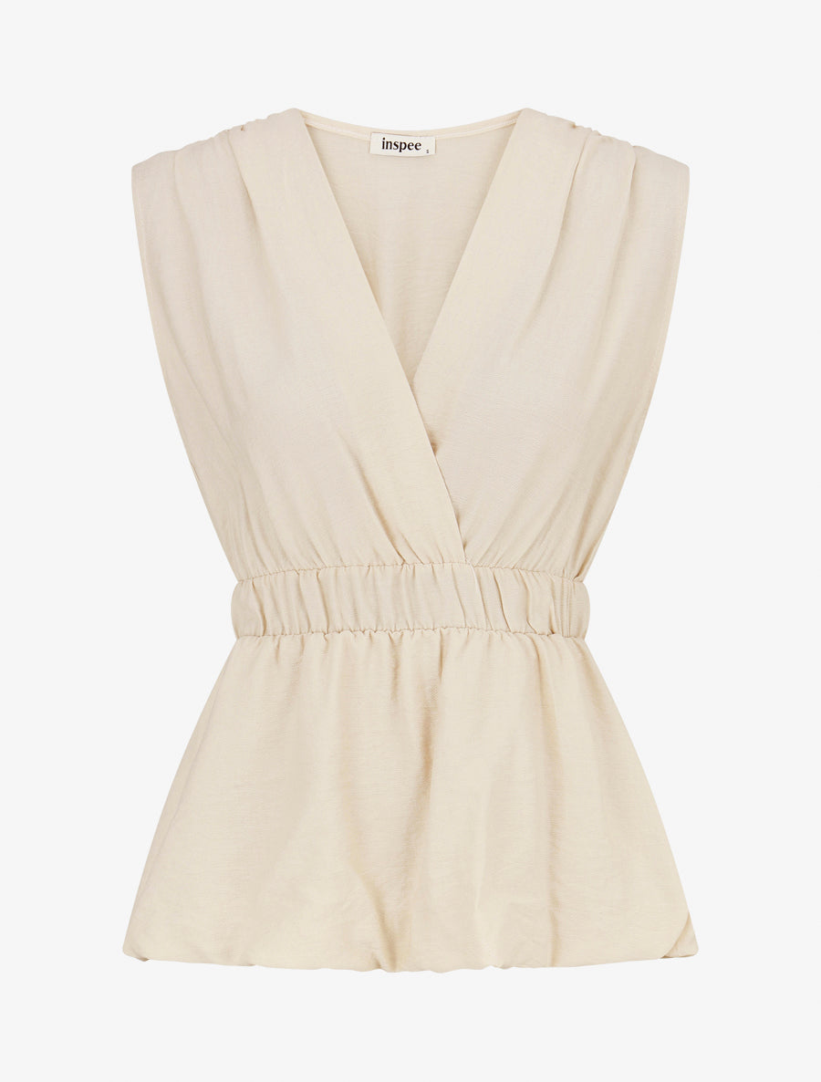 Top empire sans manches uni - Beige - 1
