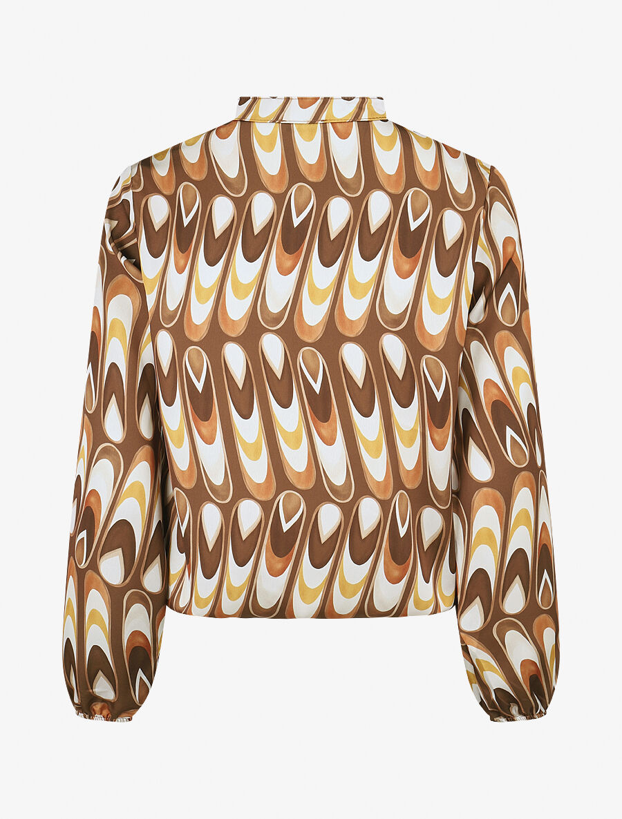 Blouse imprimé graphique - Marron - 2
