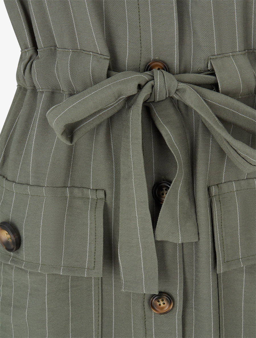 Robe droite à fines rayures - Kaki - 3