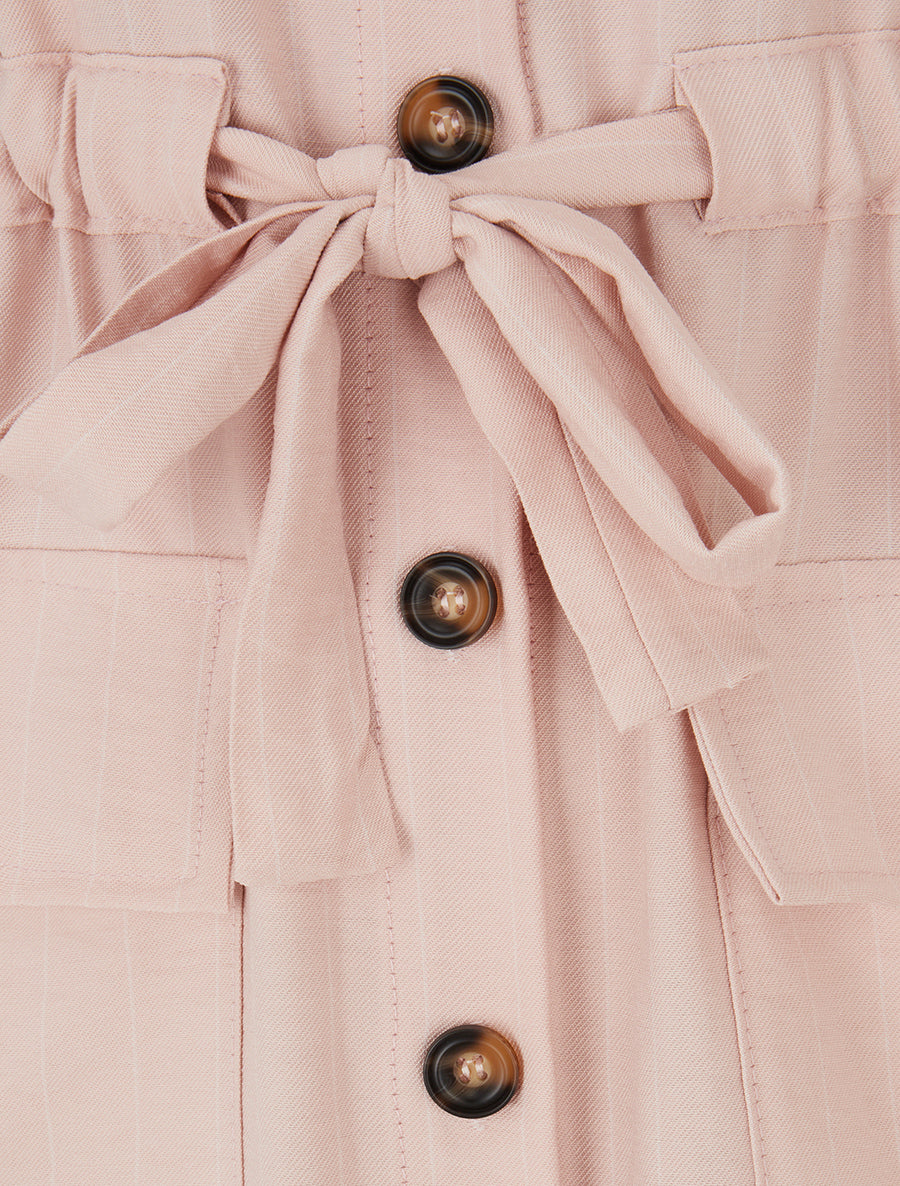 Robe droite à fines rayures - Rose - 3