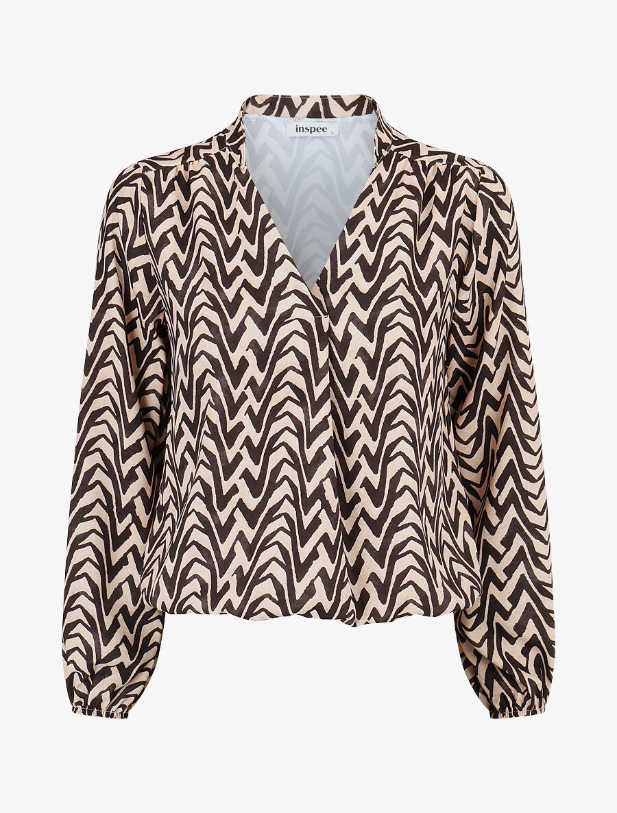 Blouse imprimé vagues stylisées - Noir - 4