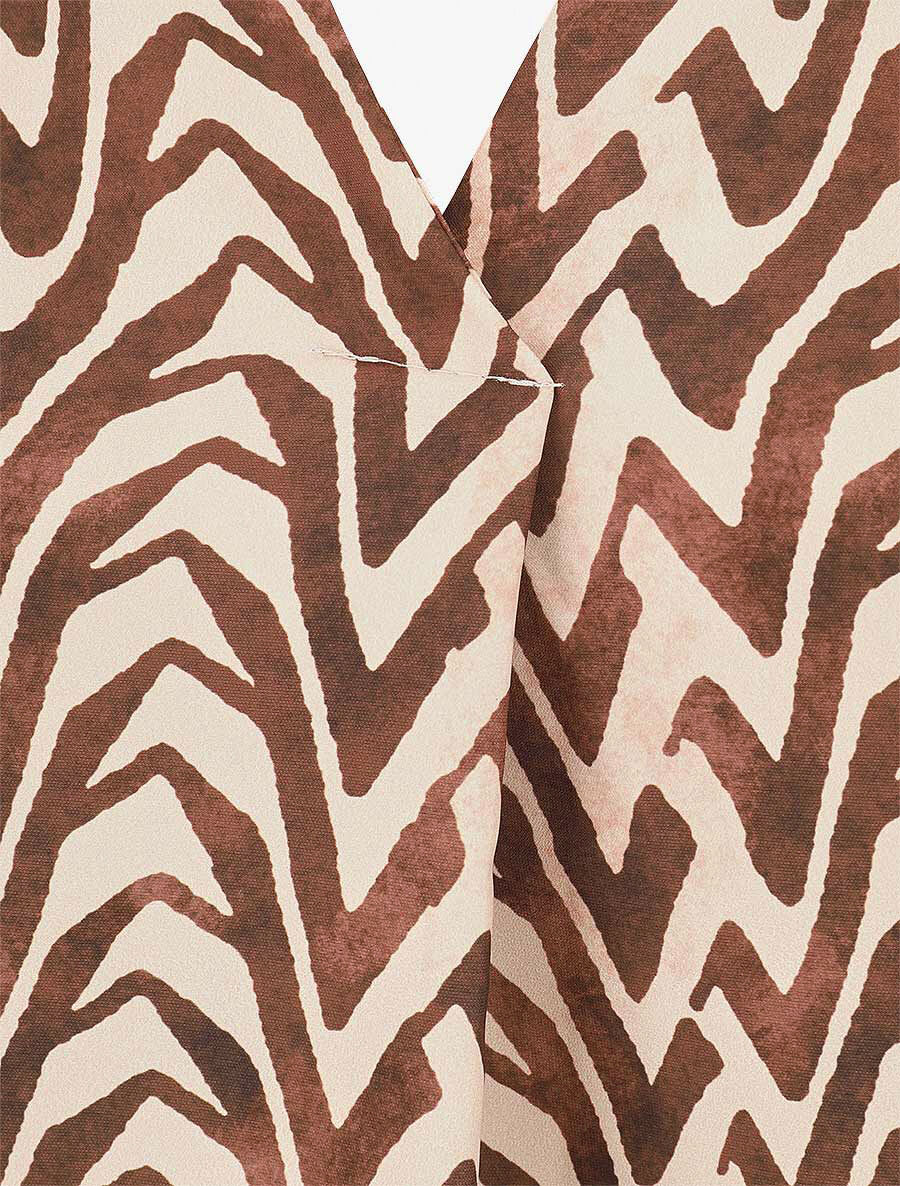 Blouse imprimé vagues stylisées - Marron - 3