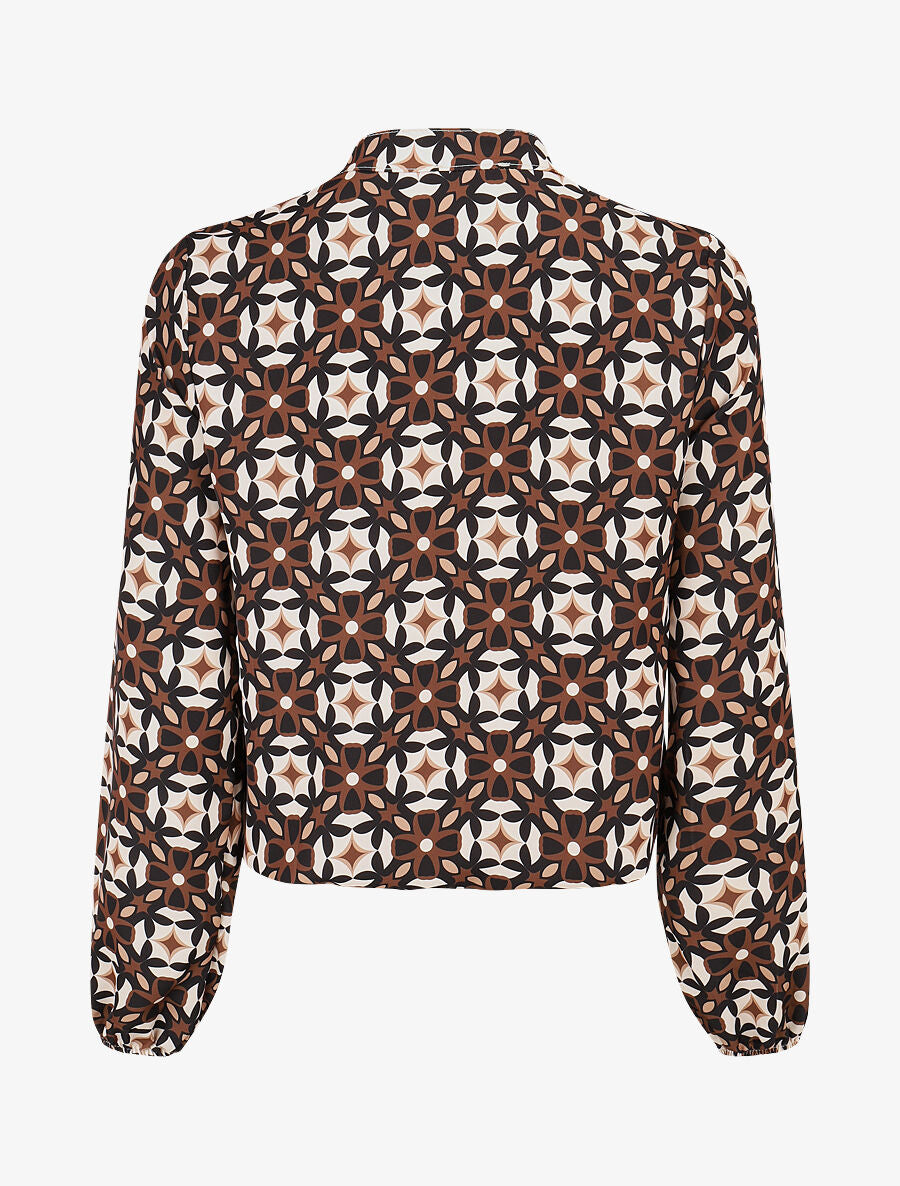 Blouse imprimé fleurs graphiques - Noir - 2