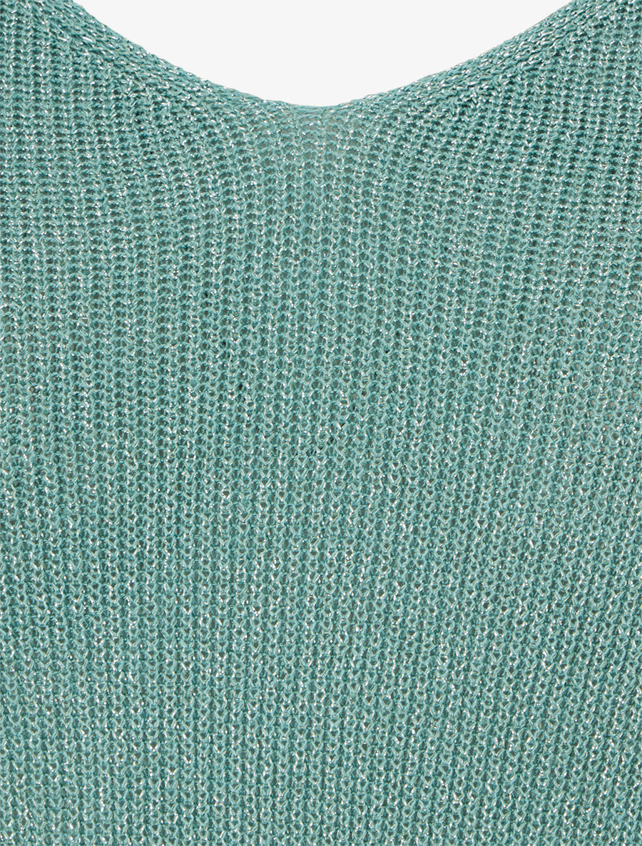 Top manches courtes en maille irisée - Vert d&
