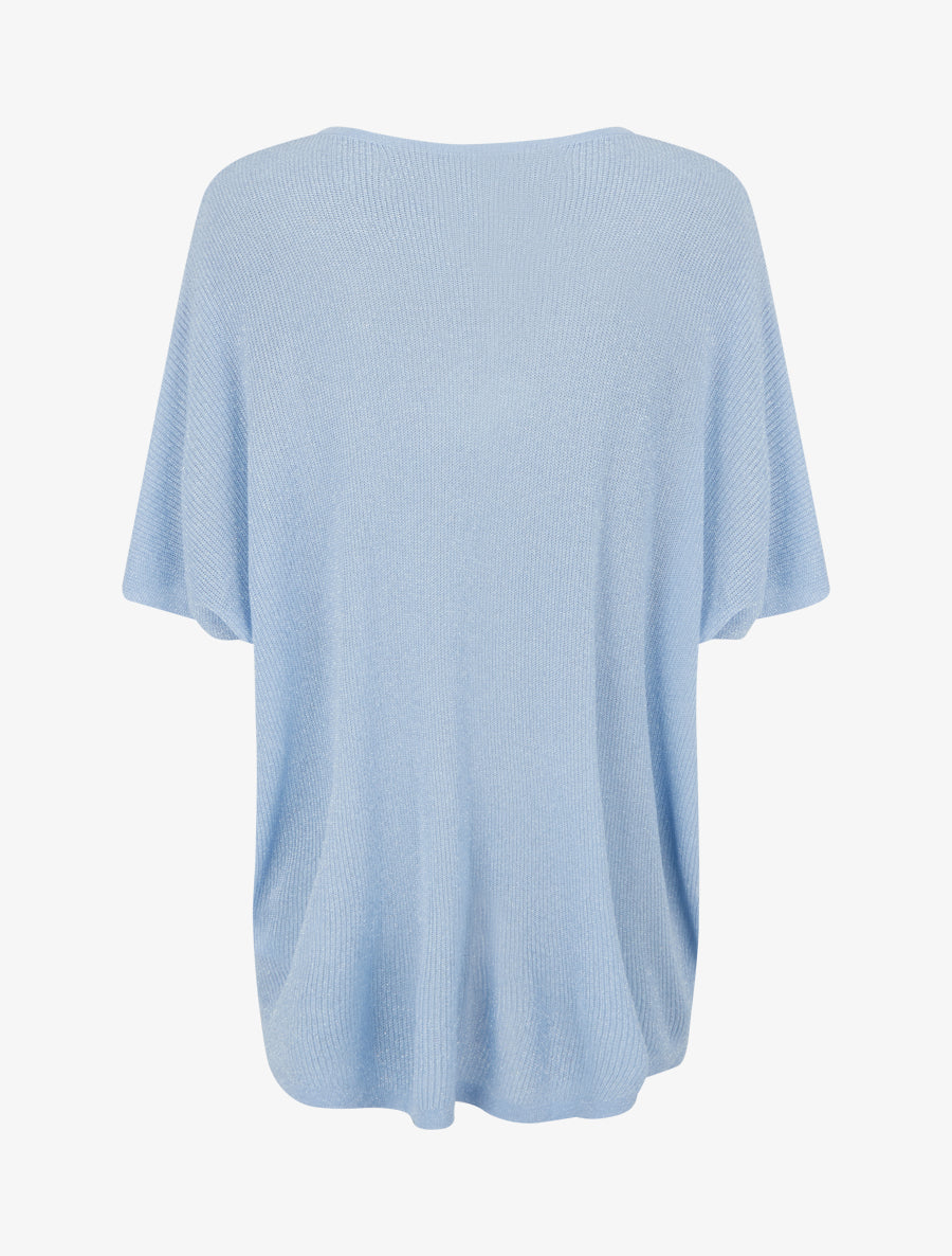 Top oversize en maille fine irisée - Bleu ciel - 2