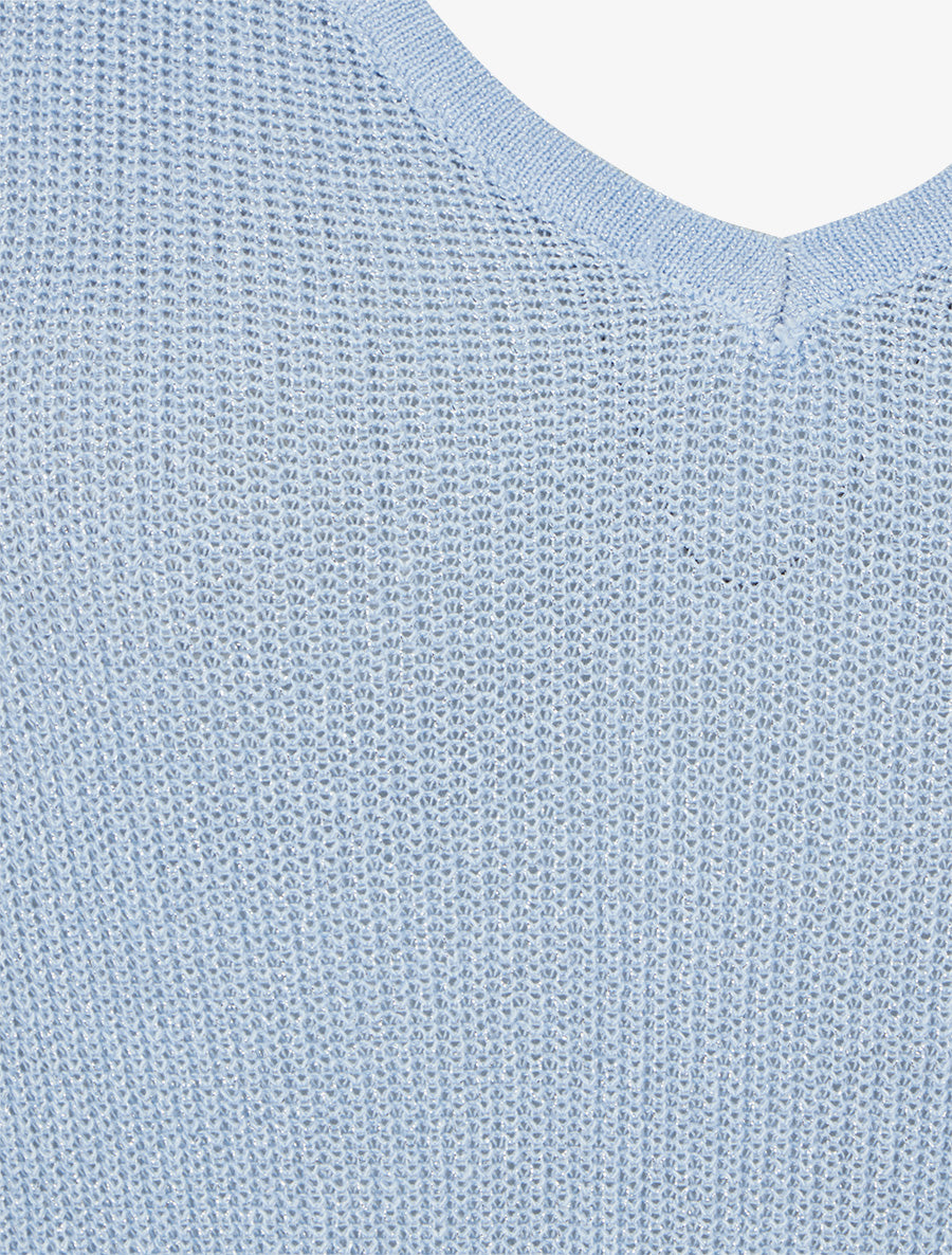 Top oversize en maille fine irisée - Bleu ciel - 3
