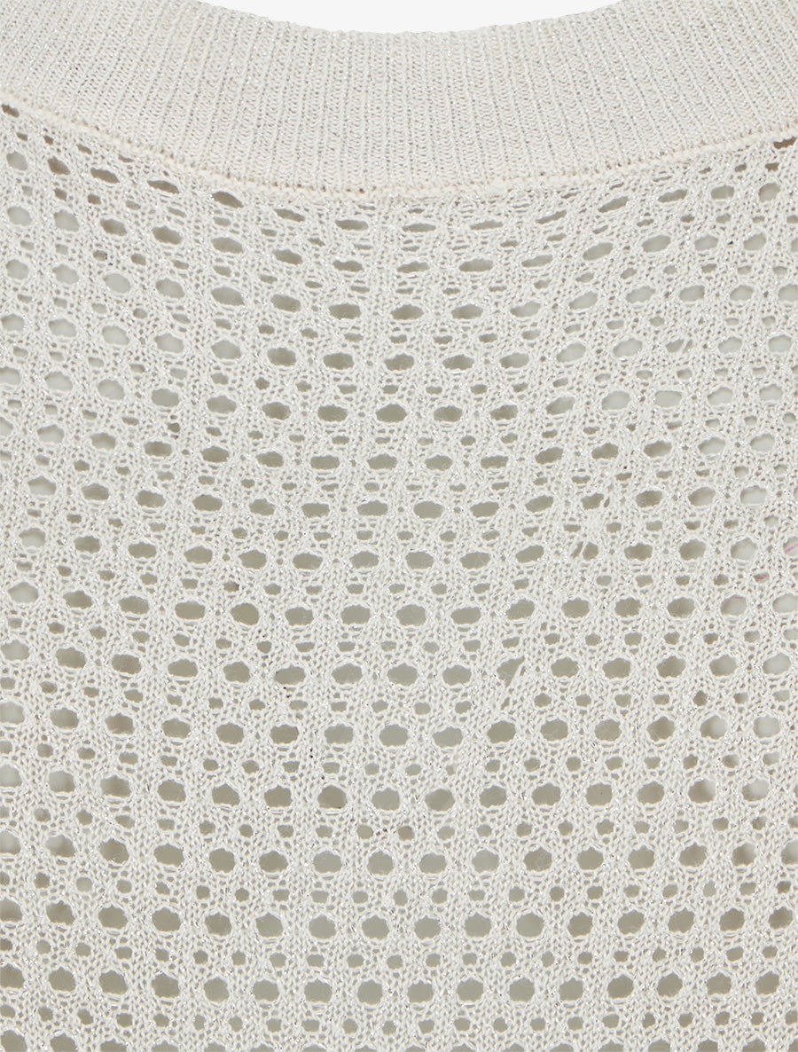 Top filet de pêche en maille irisée - Écru - 3
