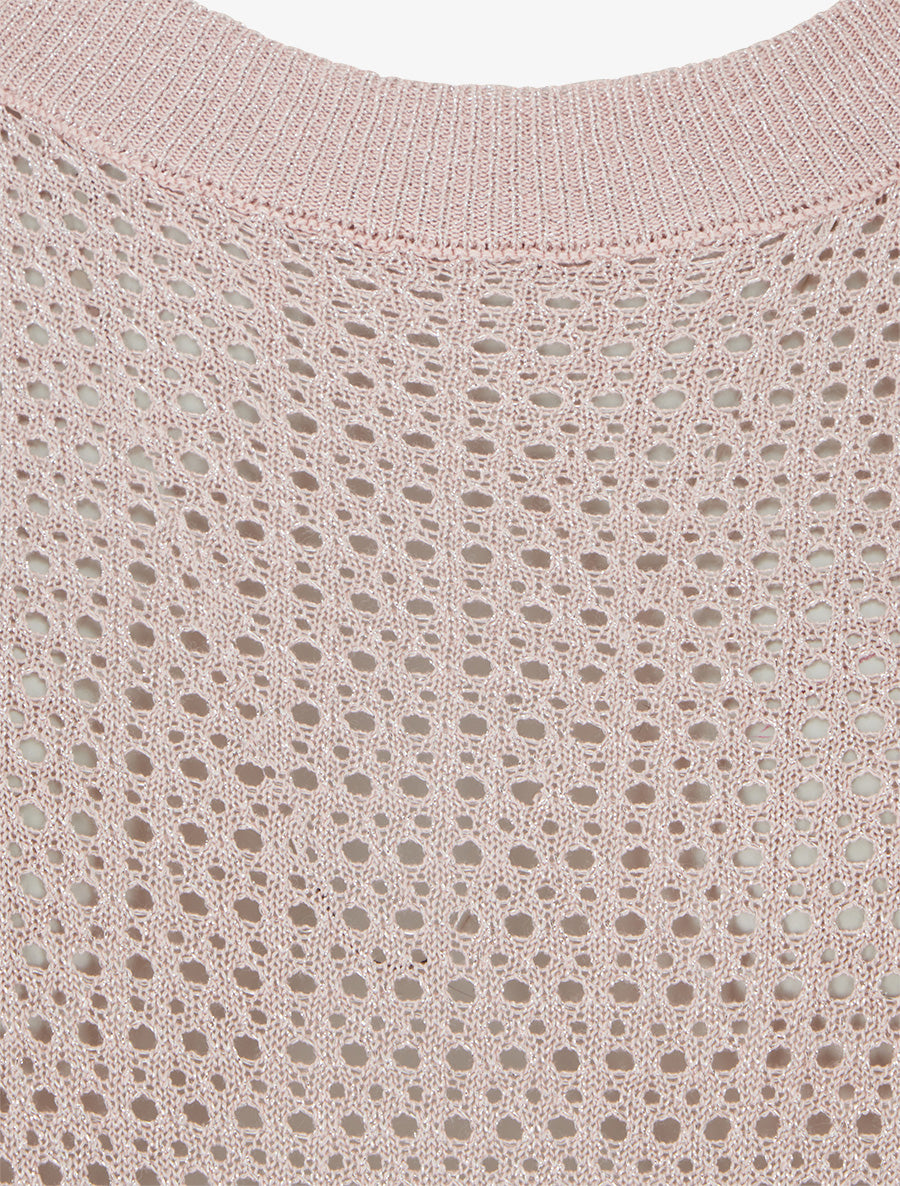 Top filet de pêche en maille irisée - Rose pâle - 3
