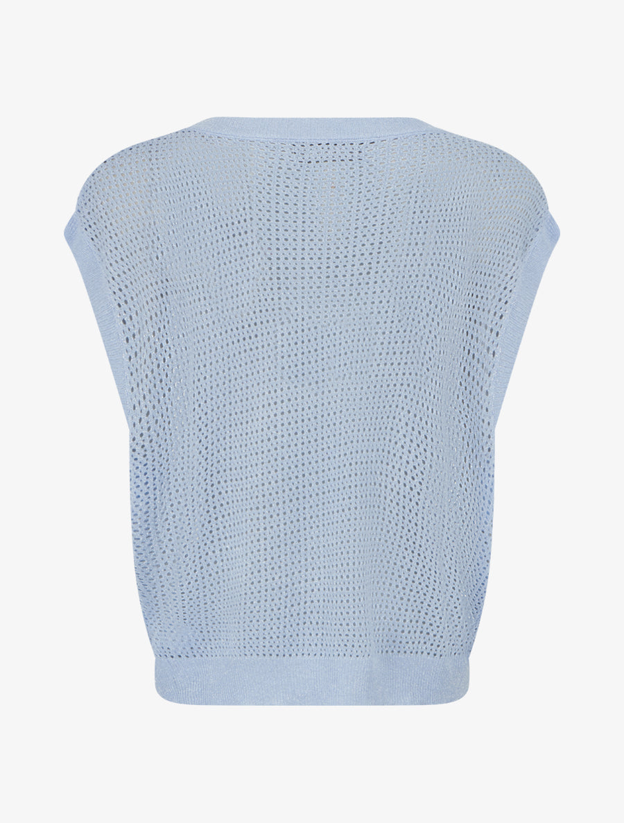 Top filet de pêche en maille irisée - Bleu ciel - 2