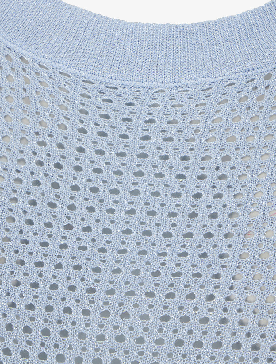 Top filet de pêche en maille irisée - Bleu ciel - 3